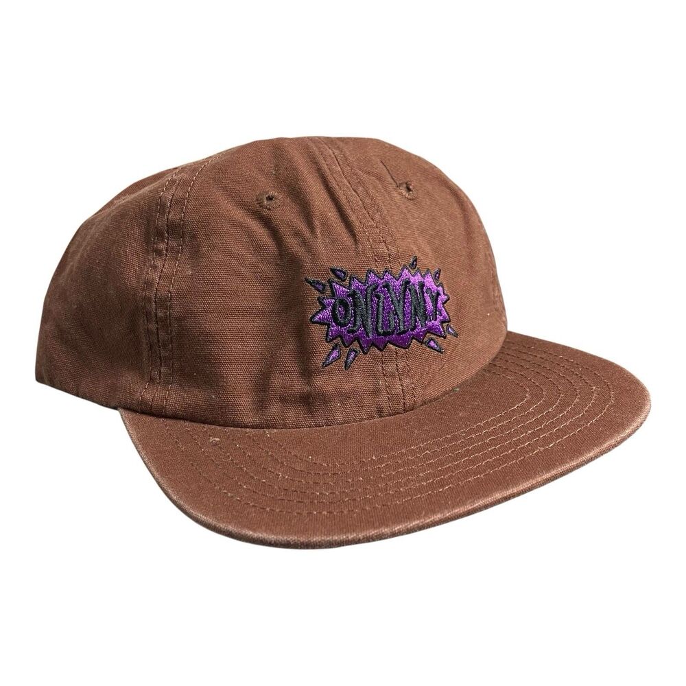 OnlyNY Snapback Hat Mens Brown 5 Panel Purple Embroidered Logo Streetwear Skate